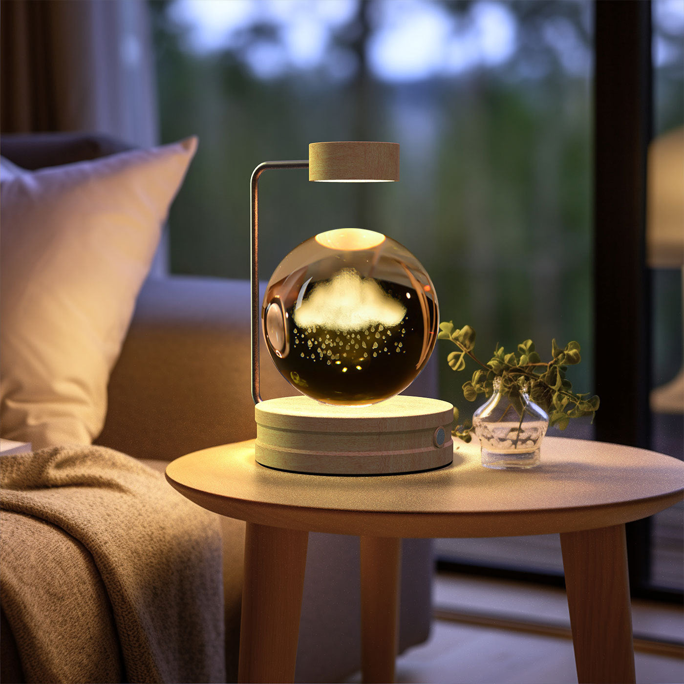 Crystal Ball Cosmic Night Light – USB Powered Warm Bedside Lamp