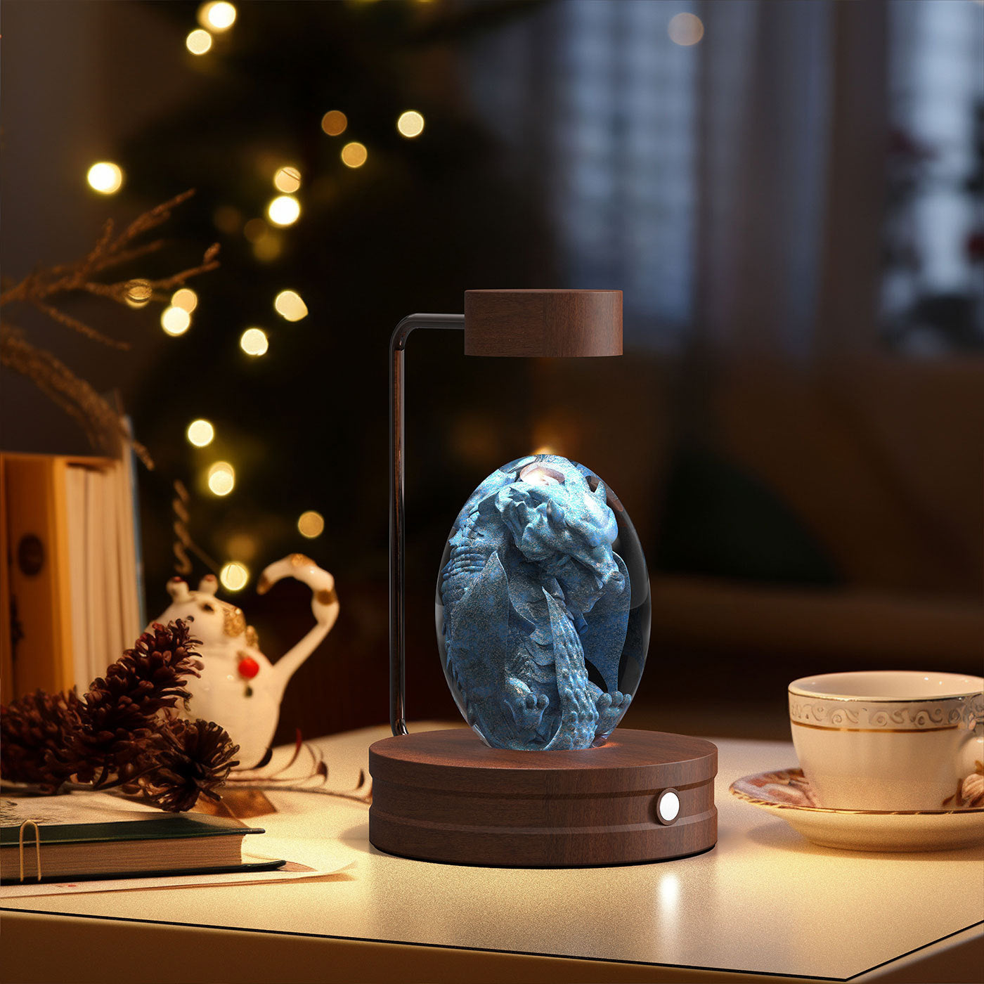 Crystal Ball Cosmic Night Light – USB Powered Warm Bedside Lamp