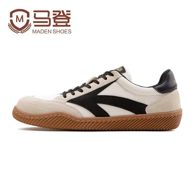 Men's Retro Casual Shoes – White Low-Top Tennis Sneakers, Outdoor Lace-Up Designer Footwear