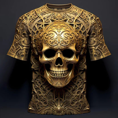 Skull 3D Spider Print T-Shirt – Men's Streetwear Designer Oversized Short Sleeve Sweatshirt, Casual Daily Wear