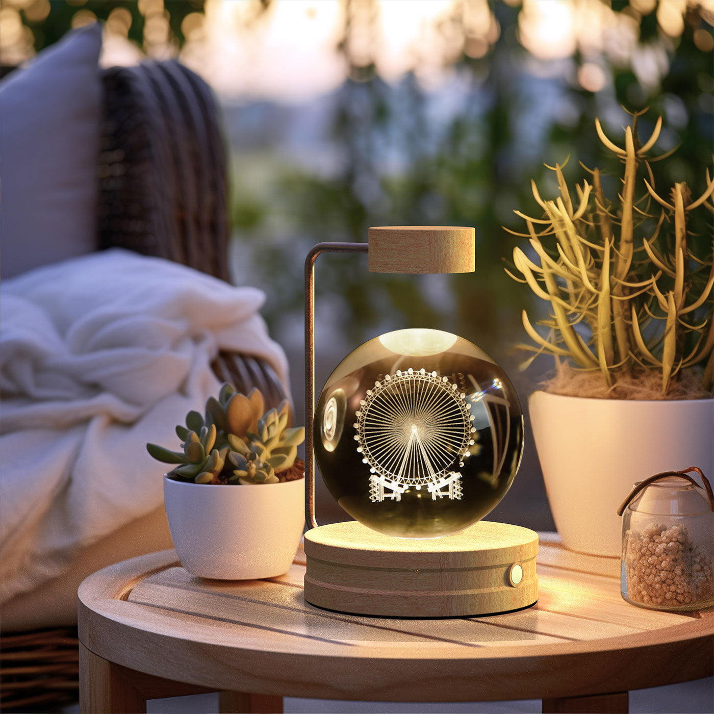 Crystal Ball Cosmic Night Light – USB Powered Warm Bedside Lamp