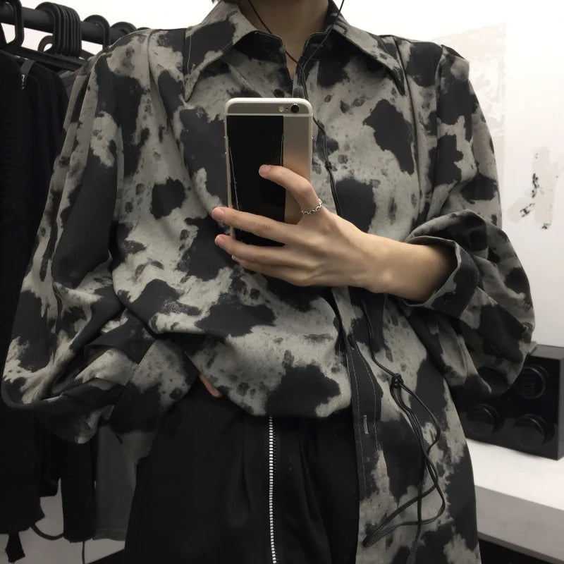 Gothic Black & Gray Leopard Shirt