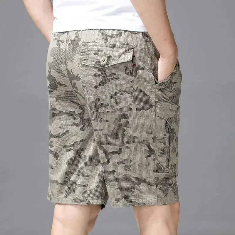 Men's Blue Camouflage Cargo Shorts – Comfortable Y2K Hiking Jorts, Streetwear Designer Pants