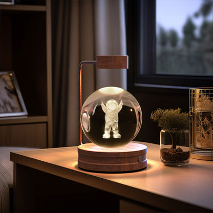 Crystal Ball Cosmic Night Light – USB Powered Warm Bedside Lamp