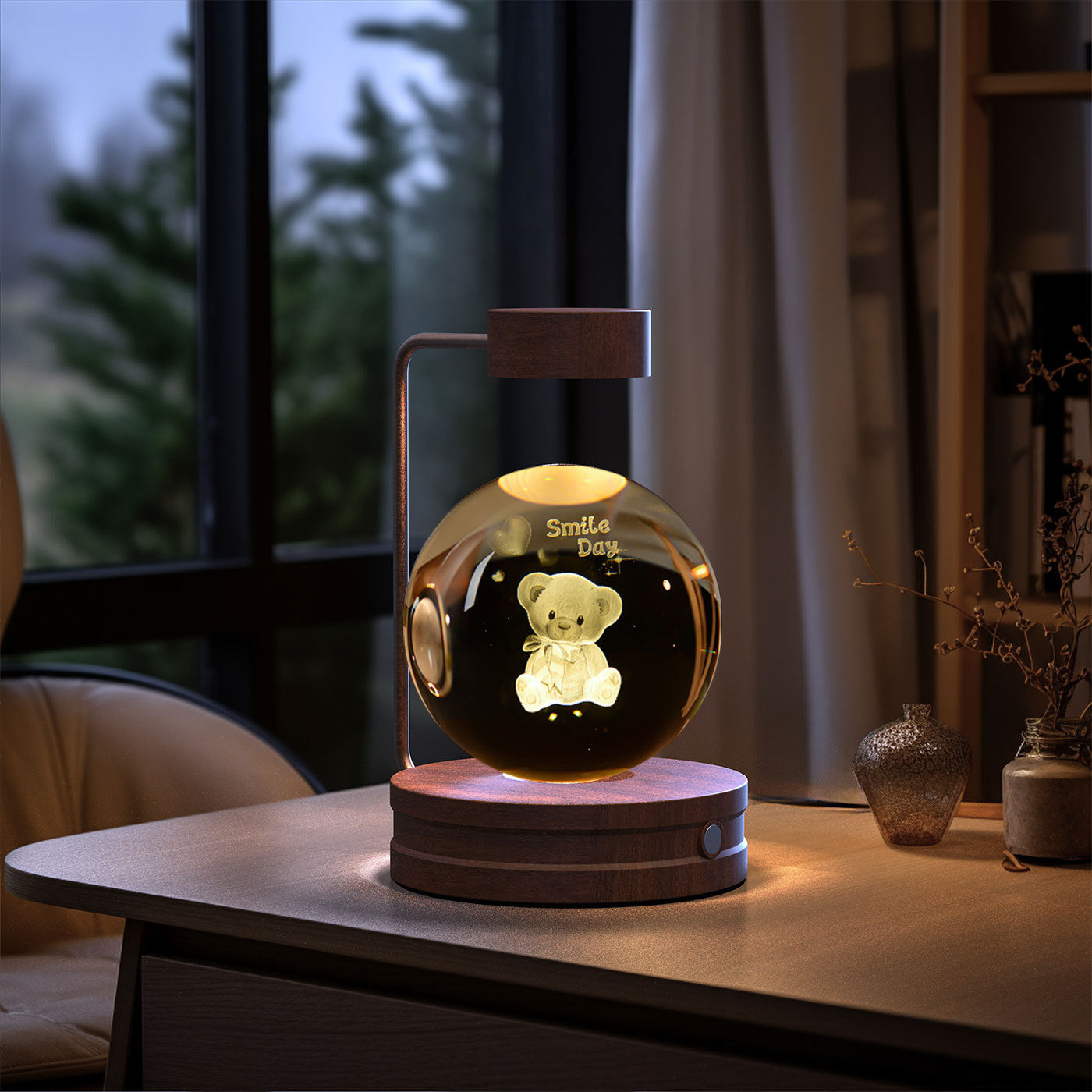 Crystal Ball Cosmic Night Light – USB Powered Warm Bedside Lamp