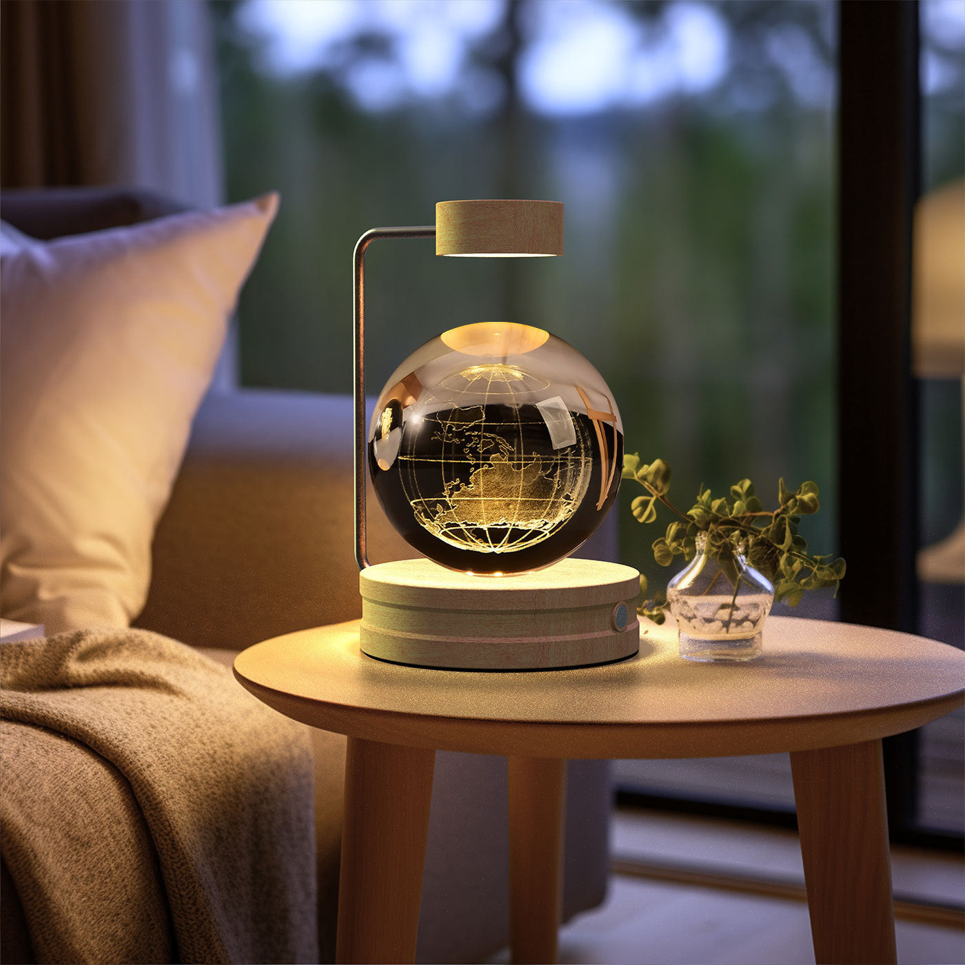 Crystal Ball Cosmic Night Light – USB Powered Warm Bedside Lamp