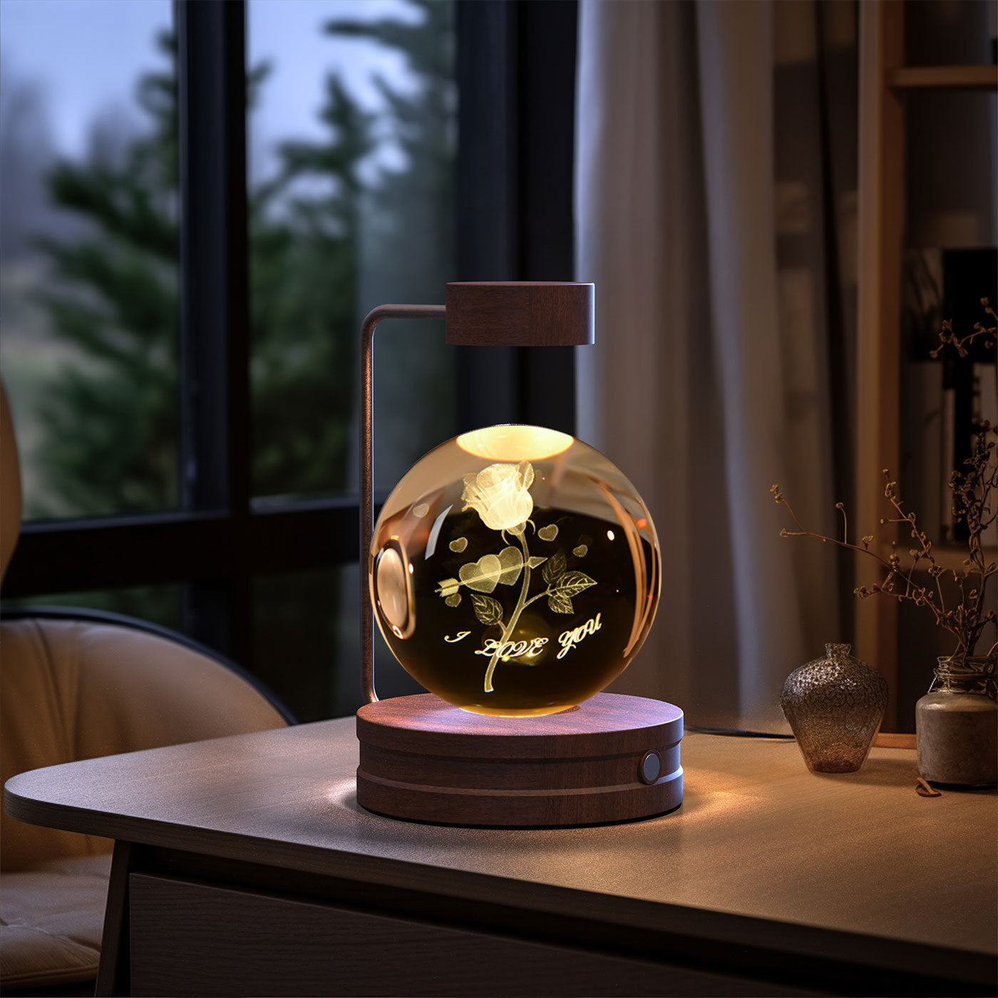 Crystal Ball Cosmic Night Light – USB Powered Warm Bedside Lamp