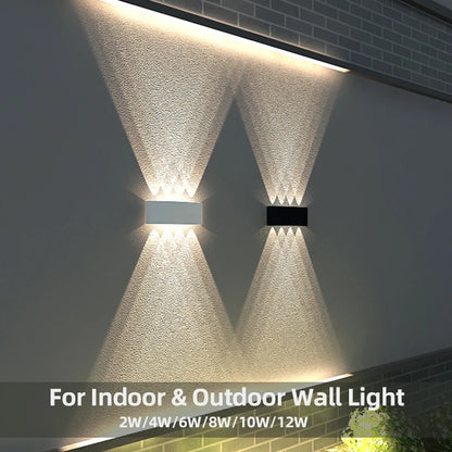 Aluminum LED Waterproof Wall Lamp – IP65 Outdoor Garden Light, 8W/12W, Modern Interior Wall Lighting for Bedroom, Living Room & Stairs