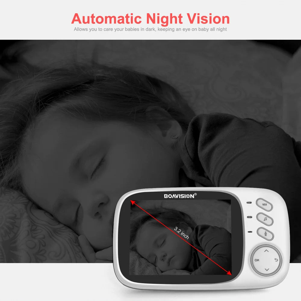 VB603 Video Baby Monitor – 2.4G Wireless with 3.2'' LCD, Two-Way Audio, Night Vision, and Security Camera