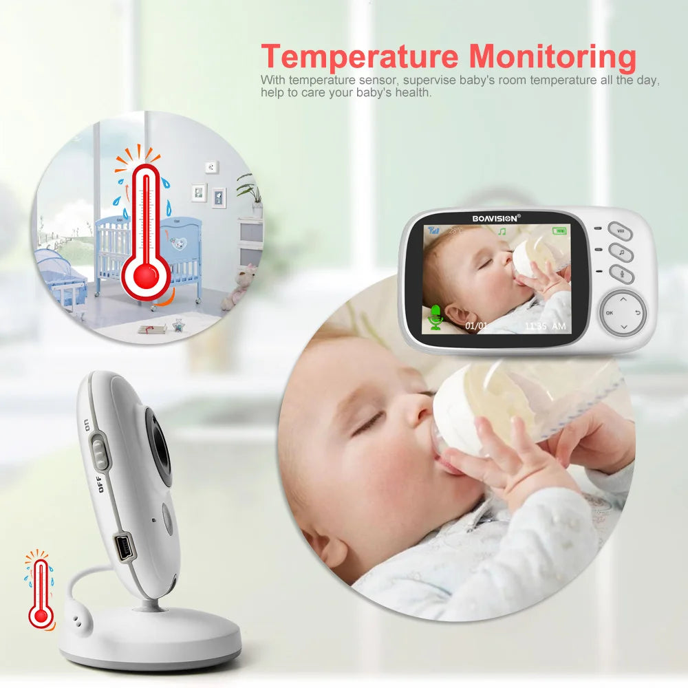 VB603 Video Baby Monitor – 2.4G Wireless with 3.2'' LCD, Two-Way Audio, Night Vision, and Security Camera