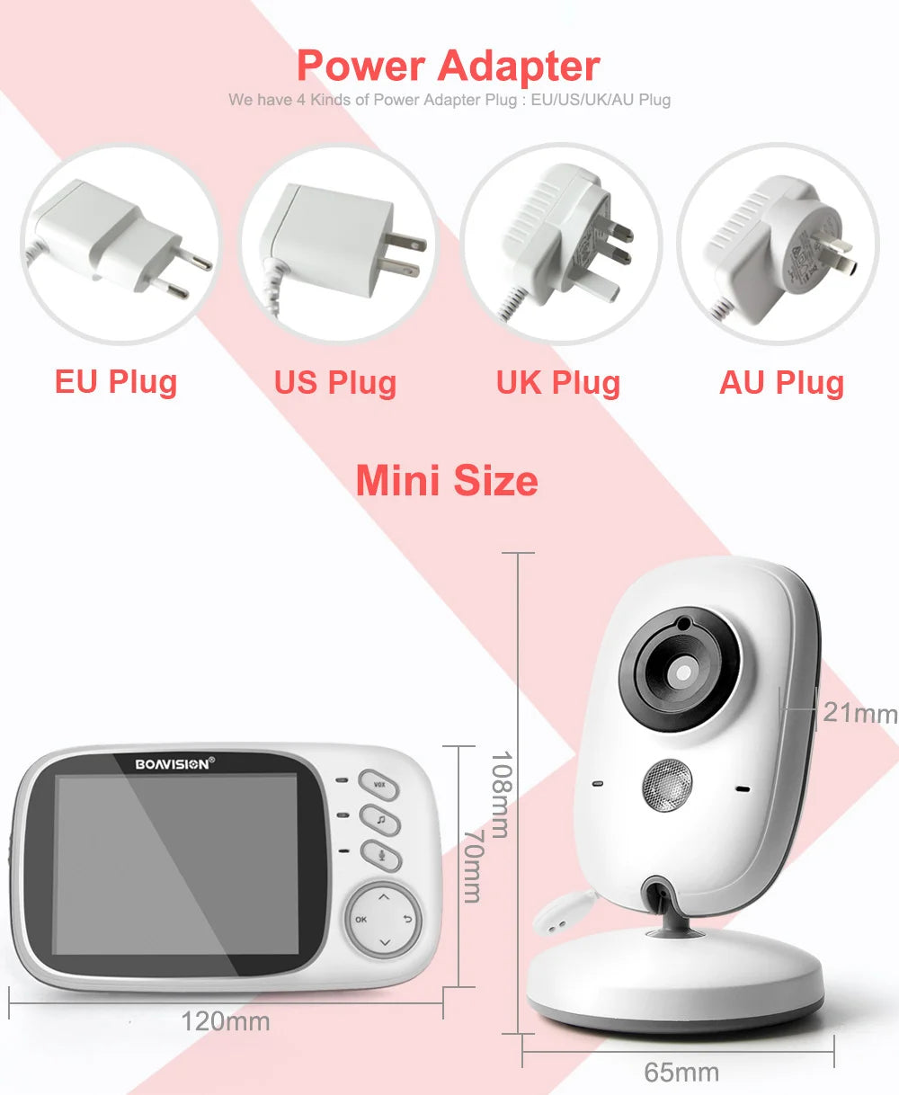 VB603 Video Baby Monitor – 2.4G Wireless with 3.2'' LCD, Two-Way Audio, Night Vision, and Security Camera