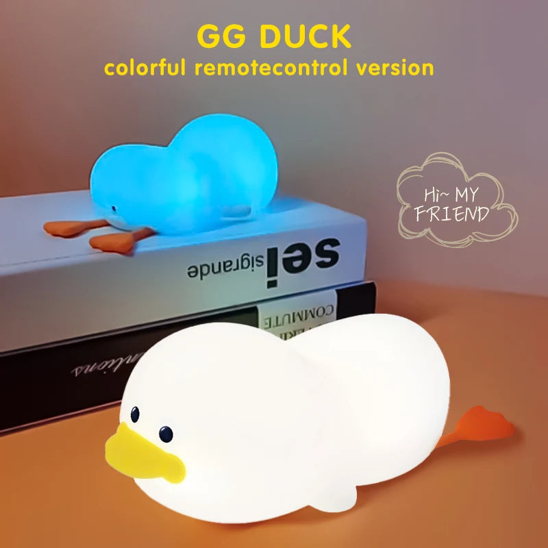 Doudou Duck Night Light – Soft Silicone Eye-Care Lamp for Kids, USB Charging, Clap Activation & Automatic Timer