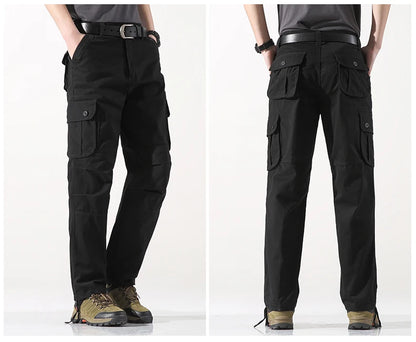 Men's Tactical Cargo Pants – Cotton Outdoor Work Trousers, Big Size Camo Hiking Overalls for Men