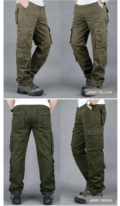 Men's Tactical Cargo Pants – Cotton Outdoor Work Trousers, Big Size Camo Hiking Overalls for Men