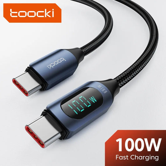 Toocki Type C to Type C Cable – 100W PD Fast Charging USB-C Display Cable for Xiaomi, POCO F3, Realme, MacBook, and iPad