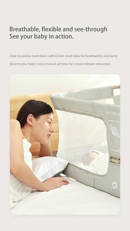 Simple & Lightweight Baby Cot – Dual-Use Comfortable Toddler Bed, Bedside Crib with Safety Protection, Easy to Install