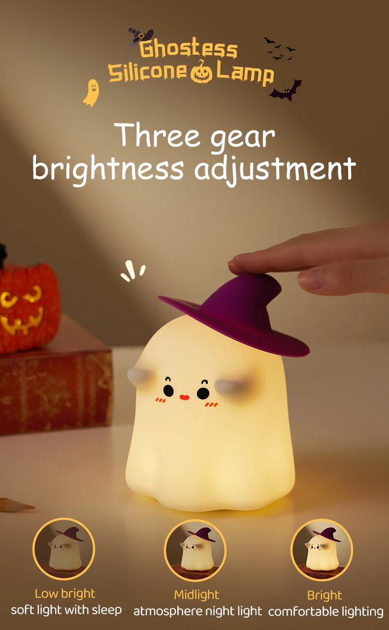 Halloween LED Night Light – Cute Silicone Mushroom, Pumpkin & Ghost Table Lamp for Kids, Perfect Birthday Gifts & Nursery Bedroom Decor