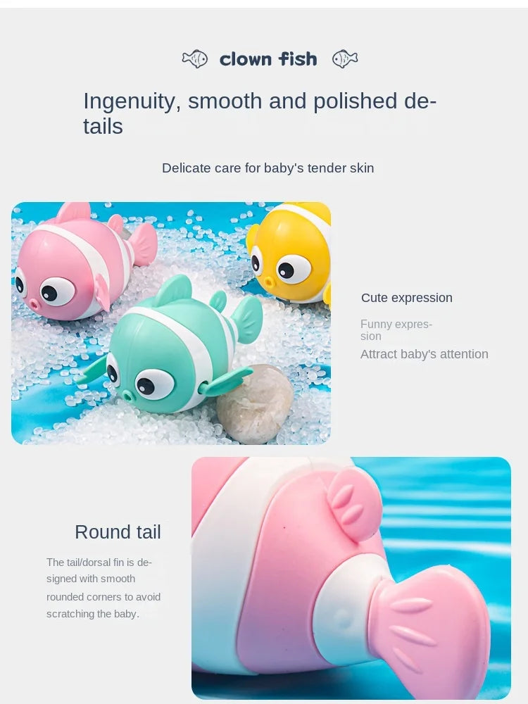 Baby Bath Toys – Cute Wind-Up Swimming Fish & Cartoon Animal Floating Toys, Classic Water Game for Toddlers