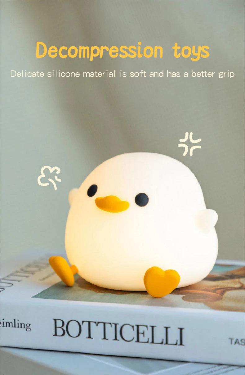 Doudou Duck Night Light – Soft Silicone Eye-Care Lamp for Kids, USB Charging, Clap Activation & Automatic Timer