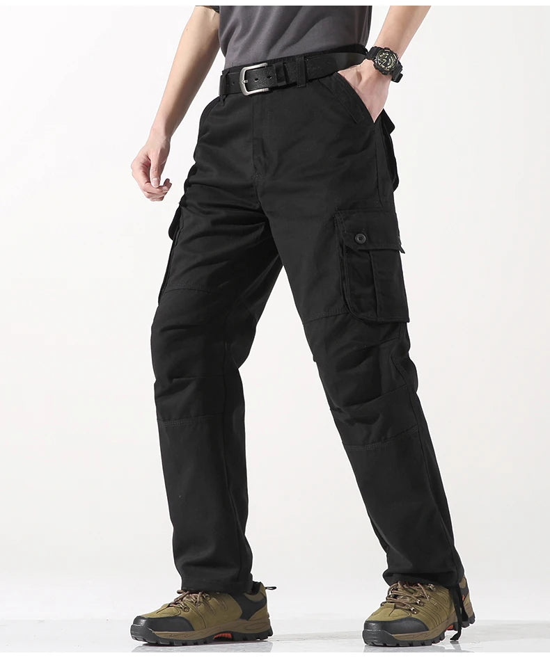 Men's Tactical Cargo Pants – Cotton Outdoor Work Trousers, Big Size Camo Hiking Overalls for Men