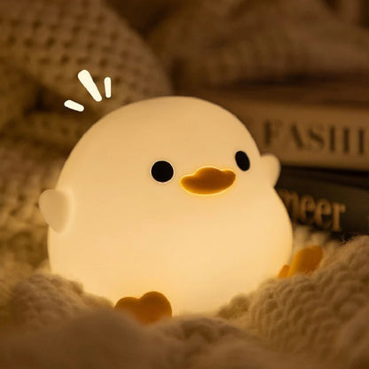 Doudou Duck Night Light – Soft Silicone Eye-Care Lamp for Kids, USB Charging, Clap Activation & Automatic Timer