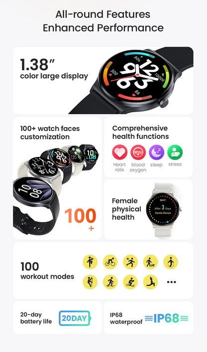 Haylou Solar Lite Smartwatch – 100+ Workout Modes, Heart Rate & Blood Oxygen Monitoring, Sleep & Stress Testing Sport Watch