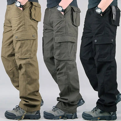 Men's Tactical Cargo Pants – Cotton Outdoor Work Trousers, Big Size Camo Hiking Overalls for Men