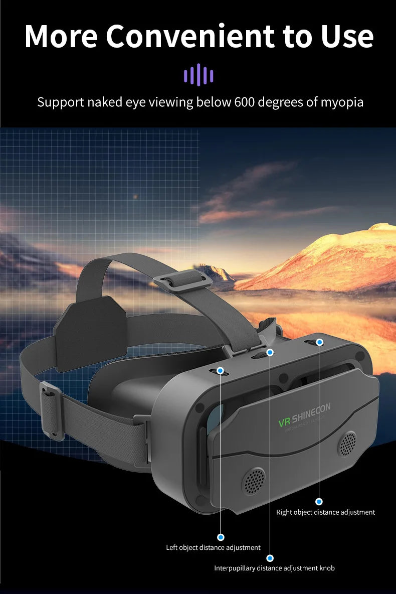 G13 VR Smart Glasses Headset – VR Helmet with Binoculars for 5-7 Inch Smartphones, Immersive Video Game Experience