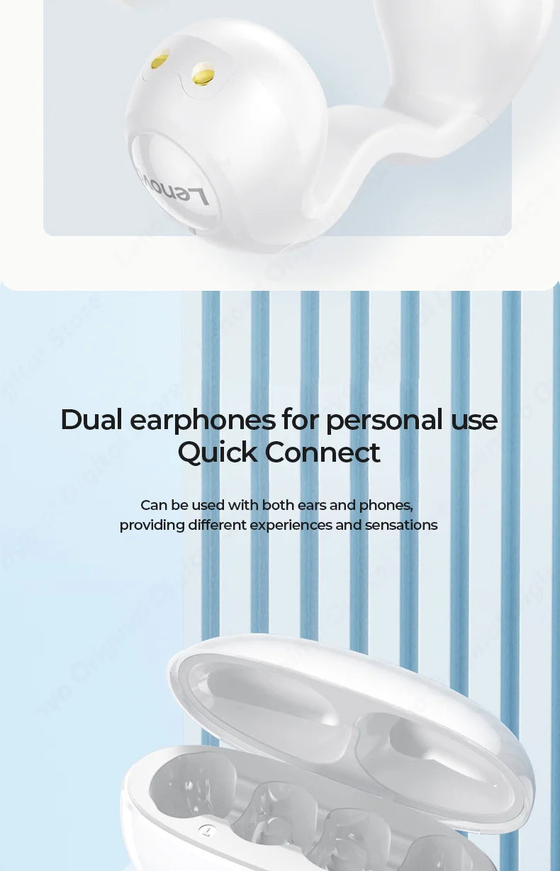 Wireless Headphones – Bluetooth 5.3 Earclip Design, Touch Control Bone Conduction Earbuds for Sports