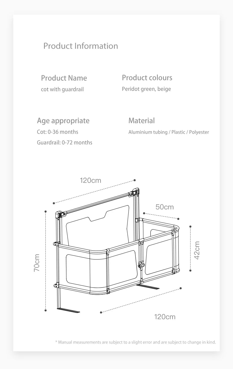 Simple & Lightweight Baby Cot – Dual-Use Comfortable Toddler Bed, Bedside Crib with Safety Protection, Easy to Install