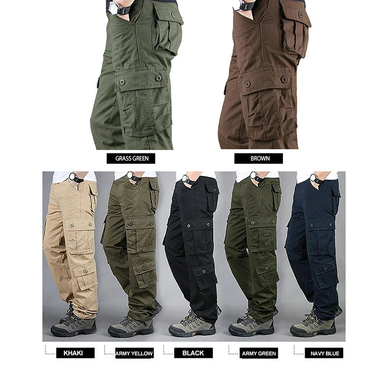 Men's Tactical Cargo Pants – Cotton Outdoor Work Trousers, Big Size Camo Hiking Overalls for Men