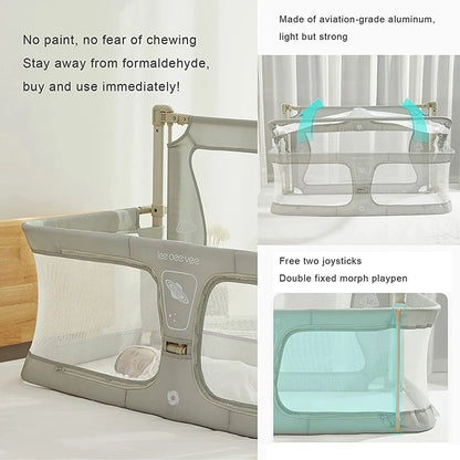 Simple & Lightweight Baby Cot – Dual-Use Comfortable Toddler Bed, Bedside Crib with Safety Protection, Easy to Install