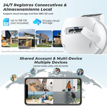 WiFi Surveillance Camera – Dual Lens, 4X Digital Zoom, AI Human Detection, ONVIF, 4K 8MP Outdoor Security PTZ IP Camera