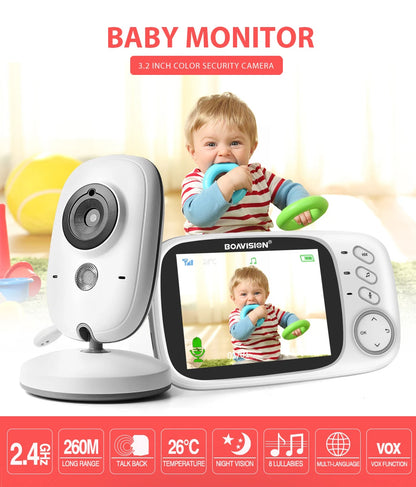 VB603 Video Baby Monitor – 2.4G Wireless with 3.2'' LCD, Two-Way Audio, Night Vision, and Security Camera