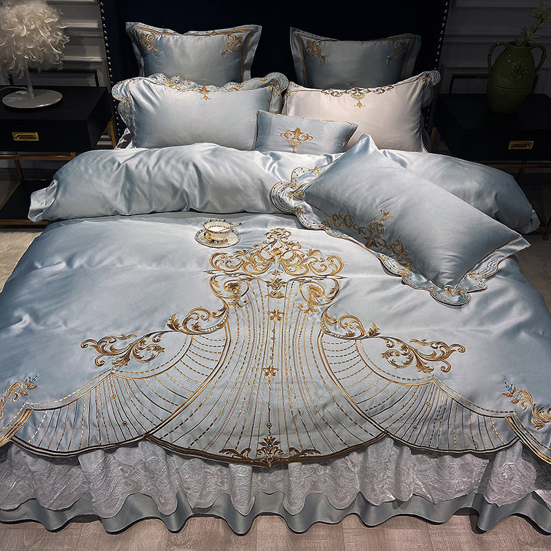 European-Style Bed Linen Set – Light Luxury 4-Piece Bedding Suit with Bed Skirt