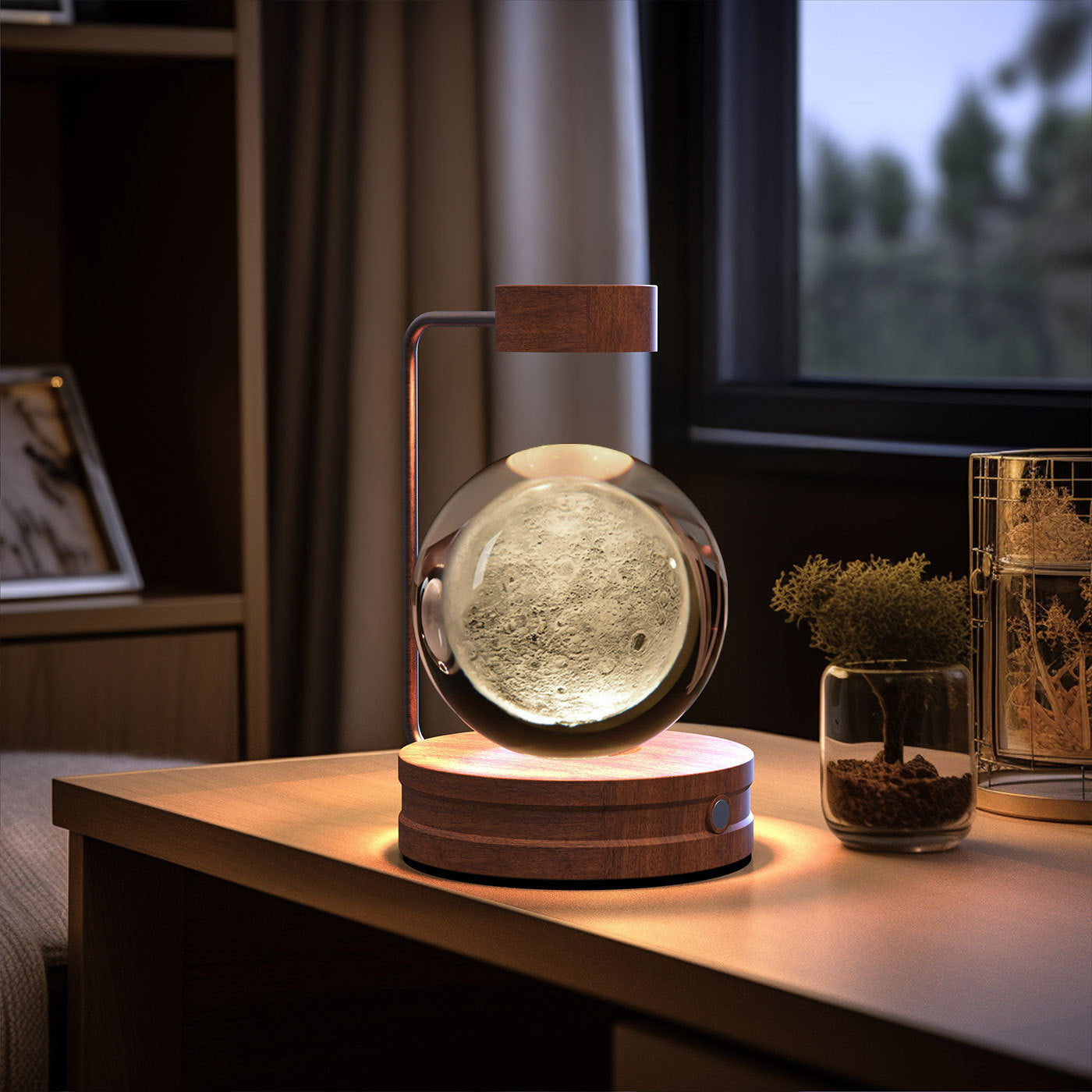 Crystal Ball Cosmic Night Light – USB Powered Warm Bedside Lamp