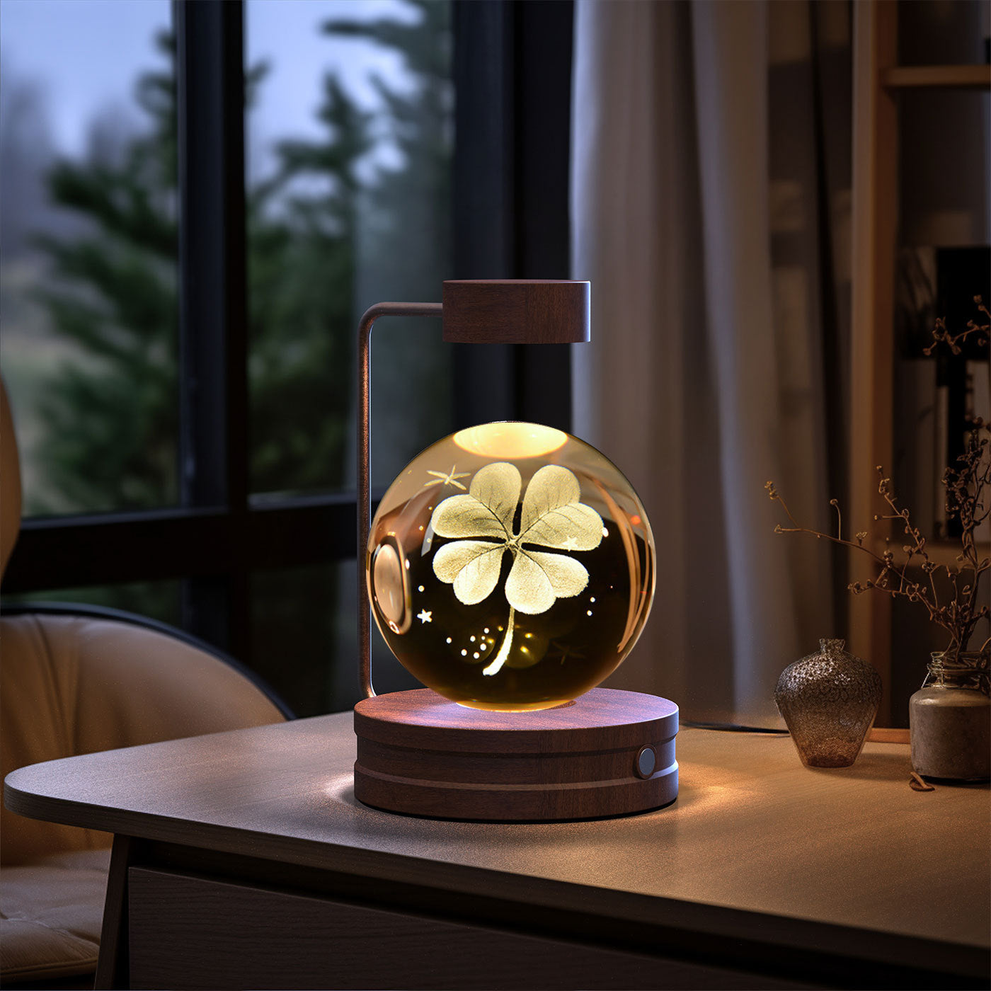 Crystal Ball Cosmic Night Light – USB Powered Warm Bedside Lamp