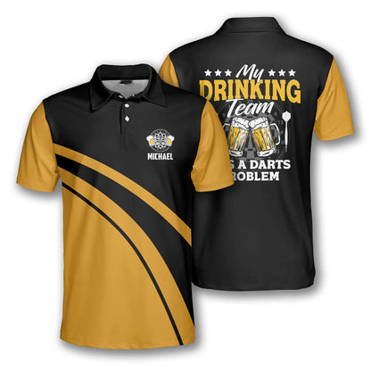 Tessffel Sports Darts Beer Club 3D Print Polo Shirt – Summer Casual Harajuku Streetwear Short Sleeve T-Shirt