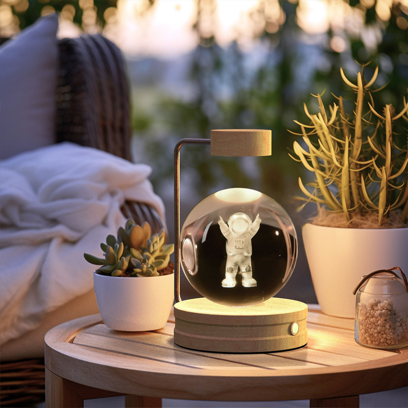 Crystal Ball Cosmic Night Light – USB Powered Warm Bedside Lamp