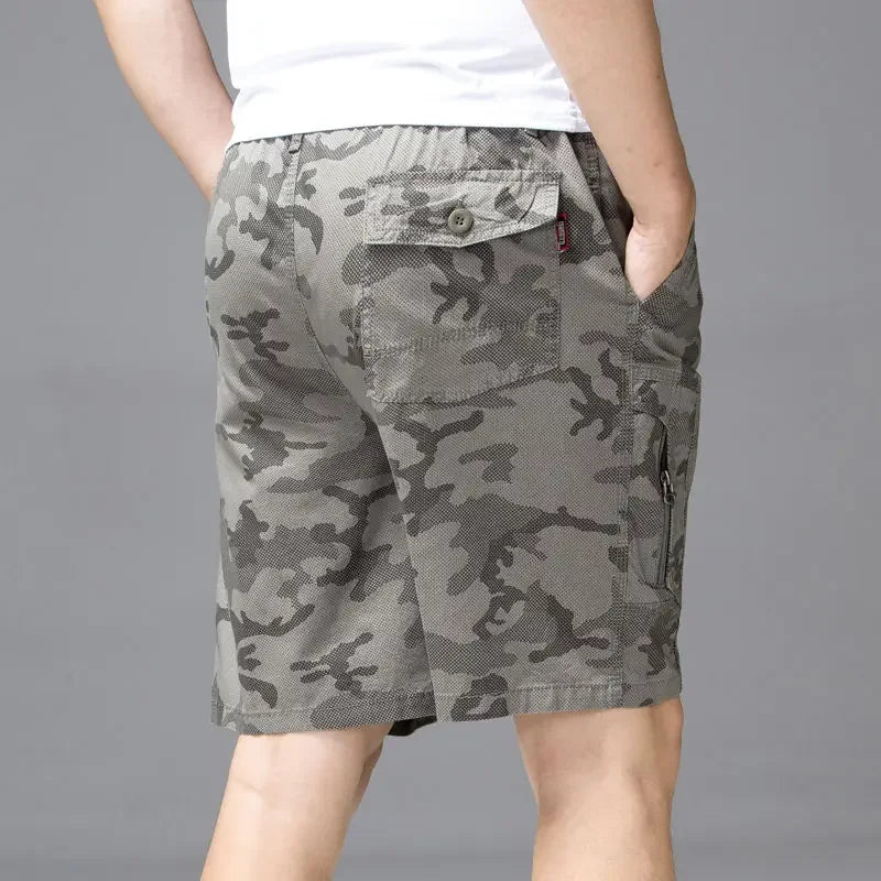 Men's Blue Camouflage Cargo Shorts – Comfortable Y2K Hiking Jorts, Streetwear Designer Pants