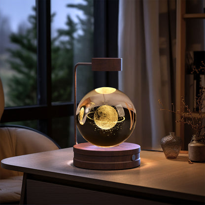 Crystal Ball Cosmic Night Light – USB Powered Warm Bedside Lamp