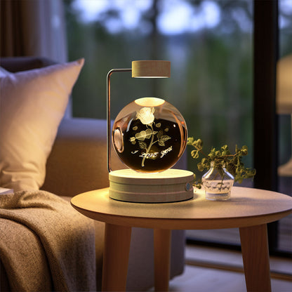 Crystal Ball Cosmic Night Light – USB Powered Warm Bedside Lamp